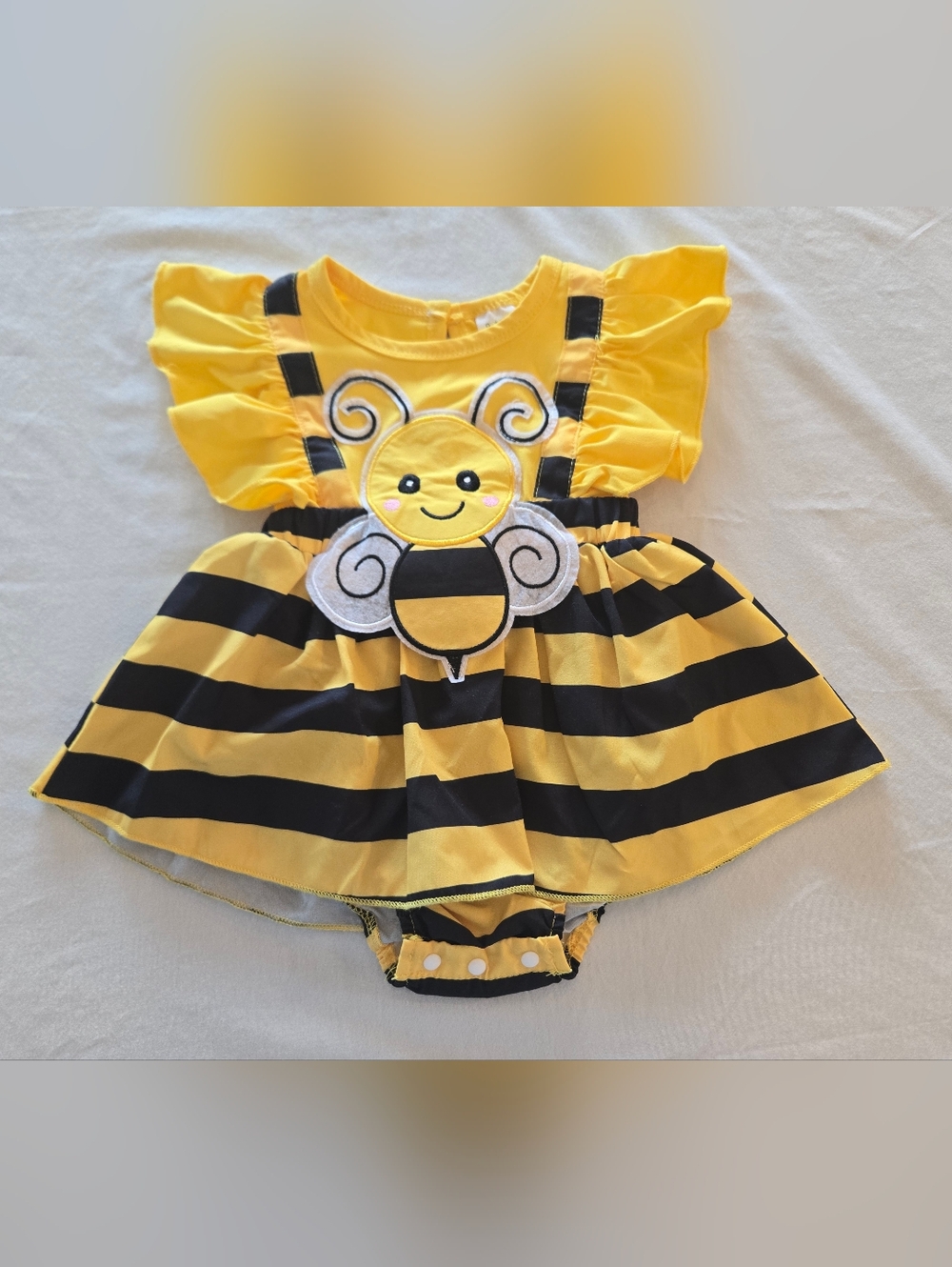 SHEIN - Yellow & Black Striped Bee Romper w/ Skirt - ( 9/12M)